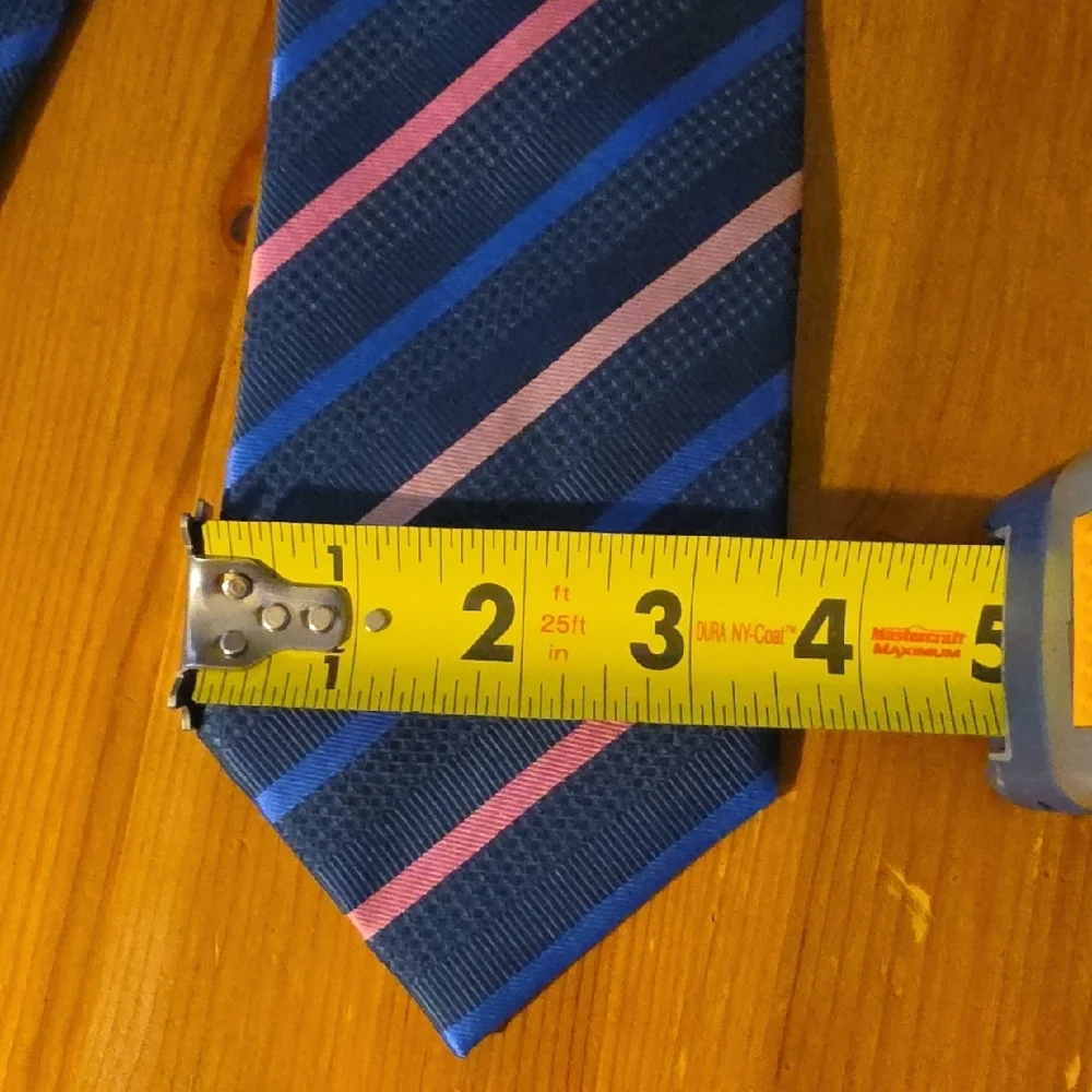 Venezia Navy and Pink Diagonal Striped Tie - Picture 11 of 11